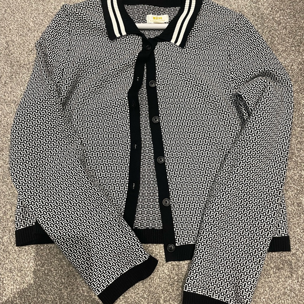 Anthropologie Black and White Cardigan Sweater